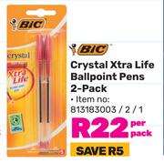 Bic Crystal Xtra Life Ballpoint Pens 2 Pack-Per Pack