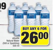 Aquelle Natural Water (Still Or Sparkling)-For Any 6 x 500ml