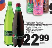 Appletiser, Peartiser, Grapetiser (Red Or White), Apple & Peach Or Apple & Strawberry-1.25Ltr Each