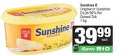 Sunshine D Original or Sunshine DLite 60% Fat Spread Tub-1kg Each