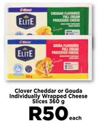 Clover Cheddar Or Gouda Individually Wrapped Cheese Slices-360g Each