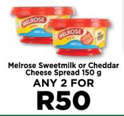 Melrose Sweet Milk Or Cheddar Cheese Spread-For Any 2 x 150g