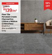 Eco Floor Tile Porcelain Create Charcoal L120cm x W60cm (2.16 Sqm/Box) 81481743-Per Sqm