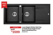 Laveo Megalo Kitchen Sink Drop In Dbl Bowel Single Drainer Black L116 x W50 x D17cm 81483740