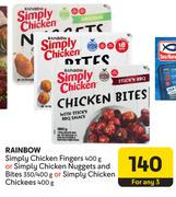 Rainbow Simply Chicken Fingers 400g Or Simply Chicken Nuggets & Bites 350g/400g-For Any 3