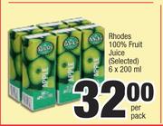 Rhodes 100% Fruit Juice (Selected)-6x200ml Per Pack