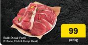 Bulk Steak Pack (T-Bone, Club & Rump Steak)-Per kg