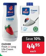 Clover Fresh or Long Life Cream-500ml Each