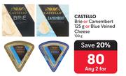 Castello Brie Or Camembert 125g Or Blue Veined Cheese-For Any 2 x 100g 