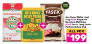 Ace Super Maize Meal 5Kg+King Korn Sorghum Malt 3Kg+Tastic Long Grain Parboiled Rice 5Kg-All For 