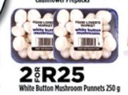 White Button Mushroom Punnets-2 x 250g