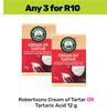 Robertsons Cream Of Tartar Or Tartaric Acid-For Any 3 x 12g