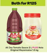 All Joy Tomato Sauce 2L Plus Nola Original Mayonnaise 1.5Kg-Both For