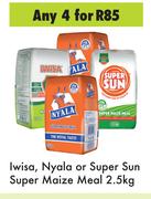 Iwisa, Nyala Or Super Sun Super Maize Meal-For Any 4 x 2.5kg