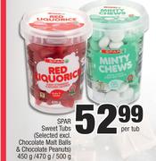 Spar Sweet Tubs (selected Excl, Chocolate Malt Balls & Chocolate Peanuts)-450g/470g/500g Per Tub