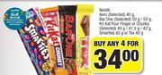 Nestle Aero 40g, Bar One 50g/ 55g, Kit Kat Four Finger Or Chunky 40g/41.5g/42g-For Any 4