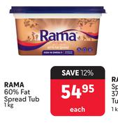 Rama 60% Fat Spread Tub-1Kg Each