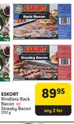 Eskort Rindless Back bacon Or Streaky Bacon-For Any 2 x 200g