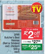 Spar Butcher's Best Viennas(Red Or Smoked Excl.Chicken)-500g Each