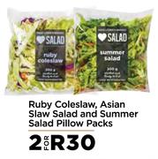 Ruby Coleslaw, Asian Slaw Salad And Summer Salad Pillow Packs-For 2
