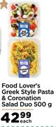 Food Lover's Greek Style Pasta & Coronation Salad Duo-500g Each