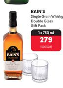 Bain's Single Grin Whisky Double Glass Gift Pack 320328-1 x 750ml