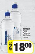 Bonaqua Pump Premium Still Water-For 2 x 750ml
