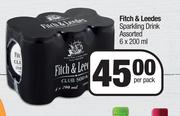 Fitch & Leedes Sparkling Drink Assorted-6 x 200ml Per Pack
