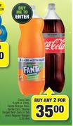 Coca Cola,Fanta Orange Zero,Sprite Zero,Stoney Ginger Beer Zero Or Tab(Excl.Regular Range)-2 x 2.5Lt