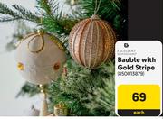 Bauble With Gold Stripe-Each