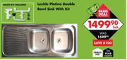 Lenhle Platina Double Bowl Sink with Waste Kit