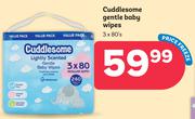 Cuddlesome Gentle Baby Wipes-3 x 80's