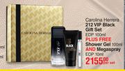Carolina Herrera 212 VIP Black Gift Set (EDP 100ml + Shower Gel 100ml & Megaspray EDP 10ml)-Per Set