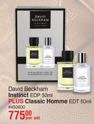 David Beckham Instinct EDP 50ml Plus Classic Homme EDT 50ml-Per Set