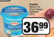 President Medium Fat Cream Cheese (Selected)-230g Each