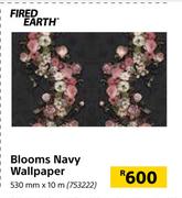 Fired Earth Blooms Navy Wallpaper 530mm x 10m