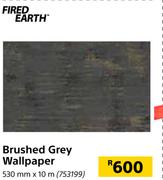 Fired Earth Brushed Grey Wallpaper 530mm x 10m