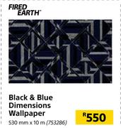 Fired Earth Black & Blue Dimensions Wallpaper 530mm x 10m