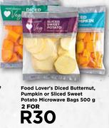 Food Lover"s Diced Butternut, Pumpkin Or Sliced Sweet Potato Microwave Bags-For 2 x 500g