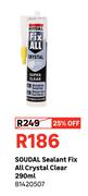 Soudal Sealant Fix All Crystal Clear 81420507-290ml