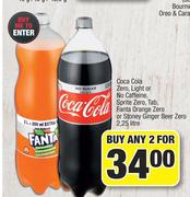 CocaCola Zero,Light /NoCaffeine SpriteZero,Tab,FantaOrangeZeroOrStoneyGingerBeerZero-ForAny2x2.25Ltr