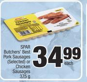 Spar Butcher's Best Pork Sausages (Selected) Or Chickenn Sausages-375g Each