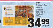 Spar Butcher's Best Viennas (Selected Excl. Red Or Smoked)-500g Per Pack