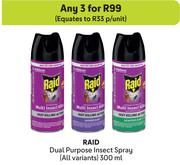 Raid Dual Purpose Insect Spray (All Variants)-For 3 x 300ml