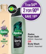 Radox Foam Bath 500ml Assorted Or Body Wash 400ml Assorted-For 1