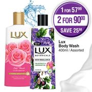 Lux Body Wash Assorted-For 2 x 400ml 