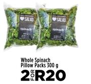 Whole Spinach Pillow Packs-For 2 x 300g