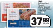 Spar Butcher's Best Viennas (Red Or Smoked Excl.Chilli, Cheese Or Chicken)-500g Per Pack