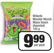 Willards Monster Munch Maize Snack Assorted-100g Per Pack