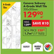 Canova Subway A-Grade Wall Tile 200 x 500mm-Per Sqm